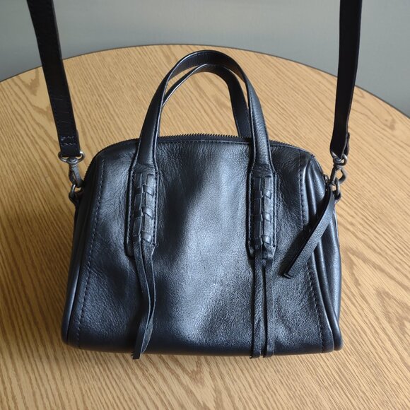 Lucky Brand - black leather crossbody satchel bag with tassels - Picture 2 of 6